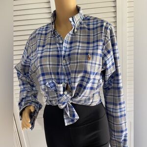 Polo by Ralph Lauren Blue and Gray Plaid Button-Down Shirt